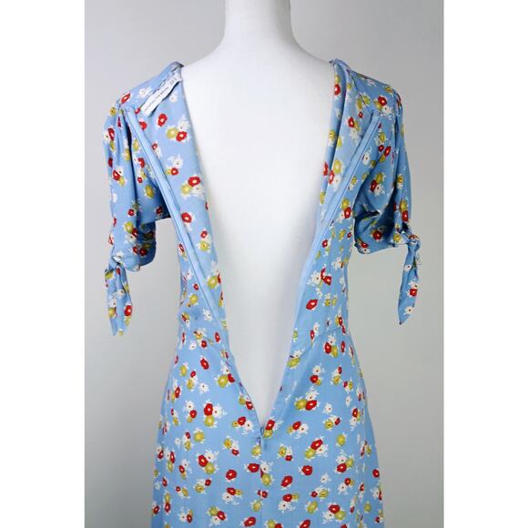 Anthropologie Faithful The Brand SZ 4 Erin Ditzy Print Midi Dress Blue - Picture 8 of 8